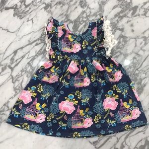 6/ $15navy spring peonies and birds tunic dress